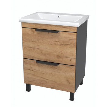 Suspended cabinet "Hilton-60" Premium with washbasin "ZEN 60", white