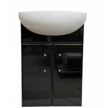 Suspended cabinet "Oslo 40" with the "Solo 40" washbasin in black.
