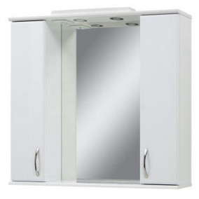 Mirror "Z" (85 cm) with two cabinets, white